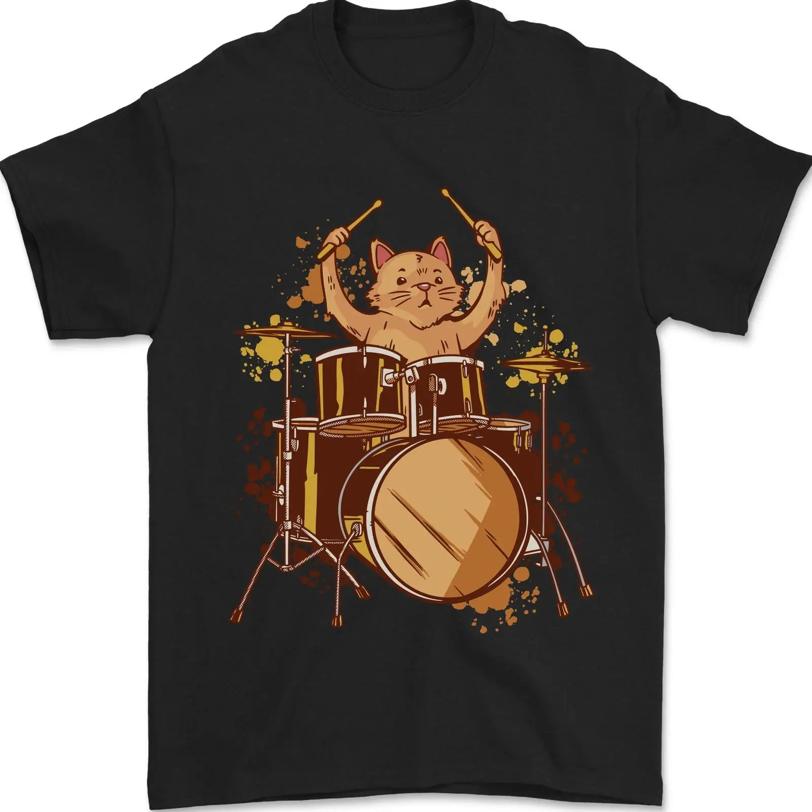 Vintage Fashion Herren - Футболка A Cat Drummer Drumming для