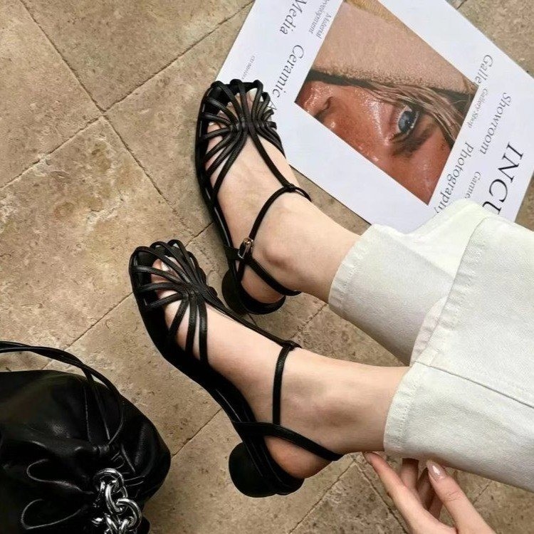 Vintage Fashion Heels - Французские винтажные плетеные сандалии с закрытым