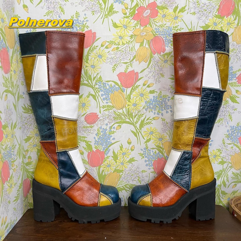 Vintage Fashion Heels - Женские ретро-ботинки до колена из кожи