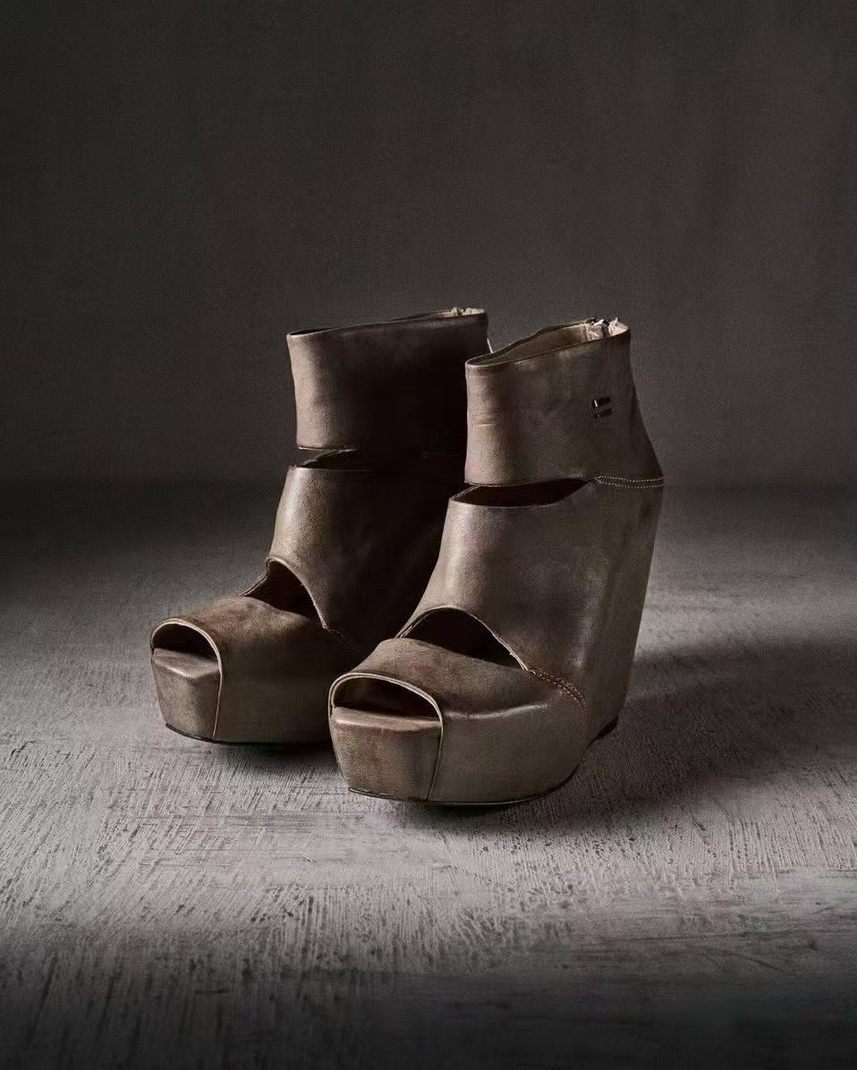 Vintage Fashion Heels - Новые летние женские винтажные серые кожаные