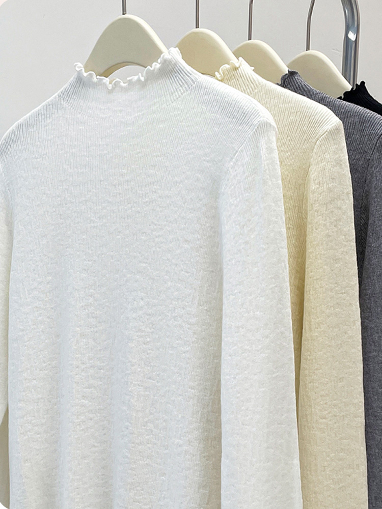 Turtleneck Knit 90S - Женский трикотажный свитер-водолазка с длинным рукавом