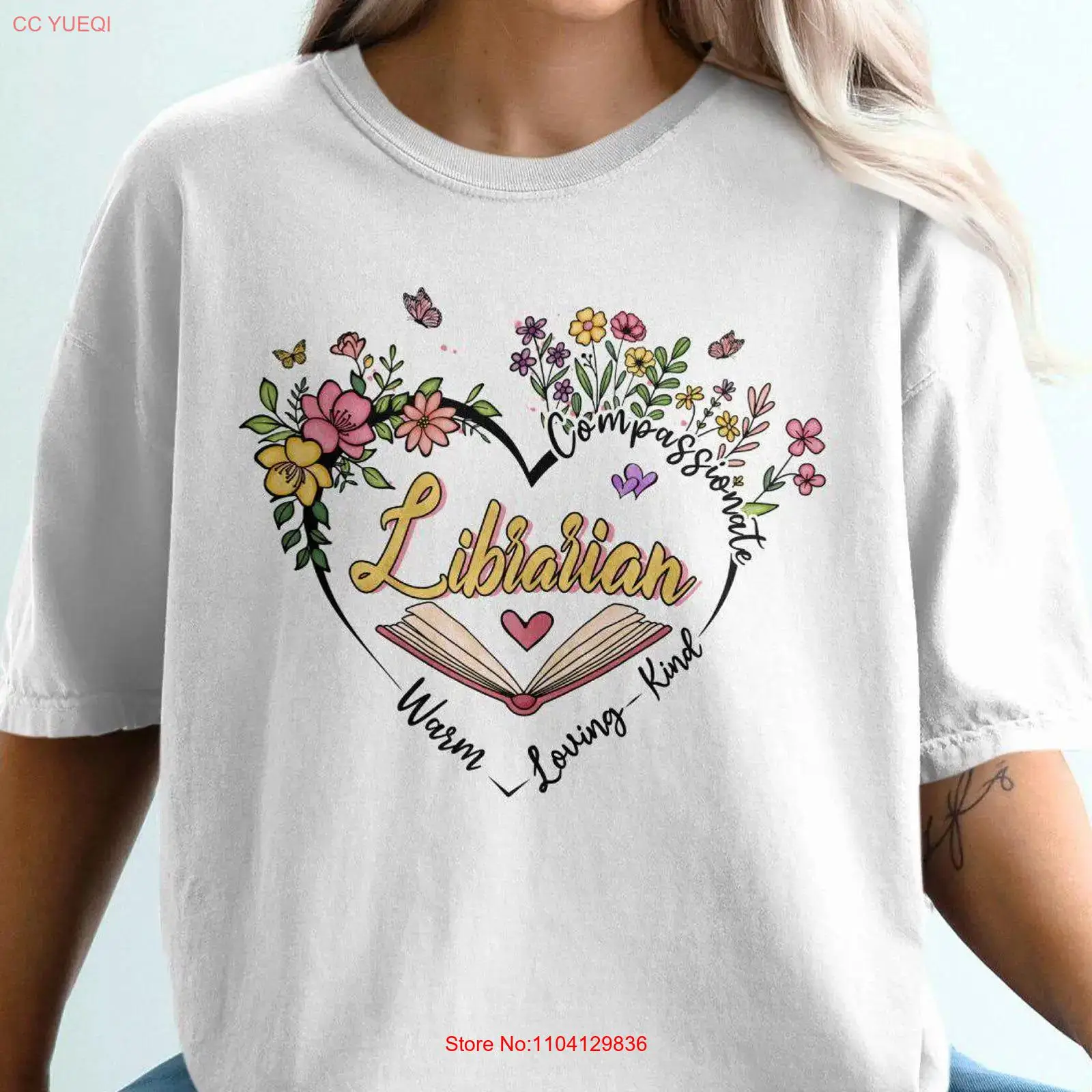 Vintage Fashion Library - Футболка для библиотекаря с цветочным дизайном