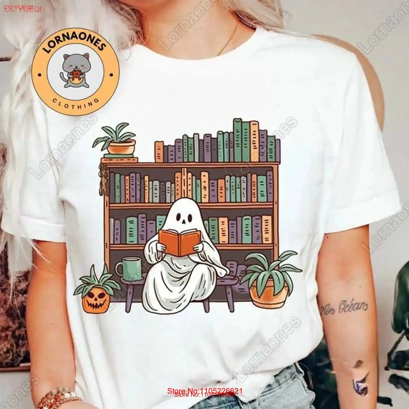 Vintage Fashion Library - Футболка с изображением призрака на Хэллоуин,