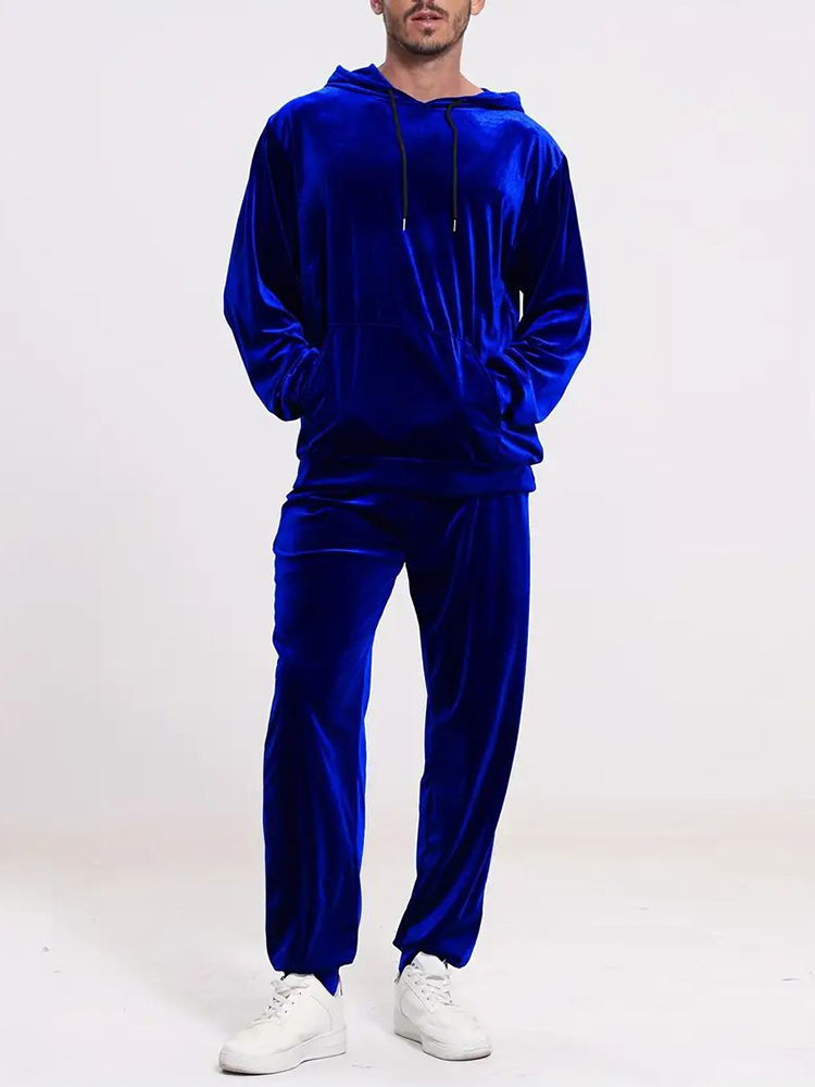 Vintage Fashion For Mens - Модный однотонный велюровый комплект из двух