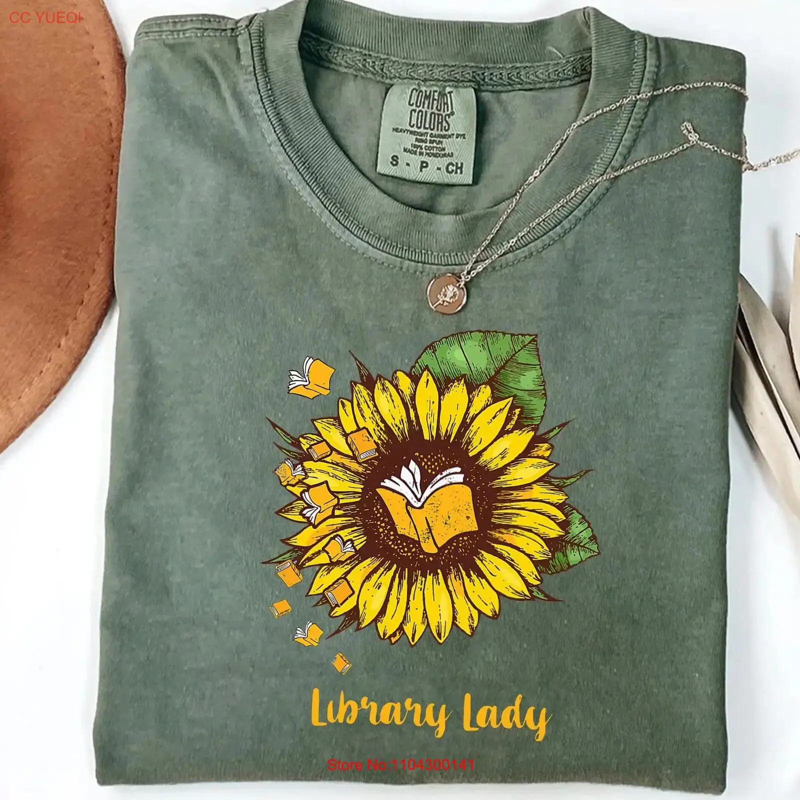 Vintage Fashion Library - Футболка для библиотекаря с подсолнухом, для