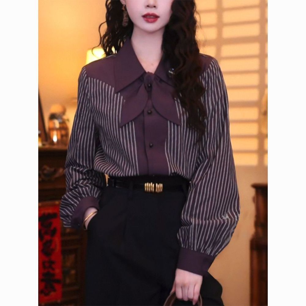 Vintage Fashion Hong Kong - Повседневная женская рубашка в полоску с
