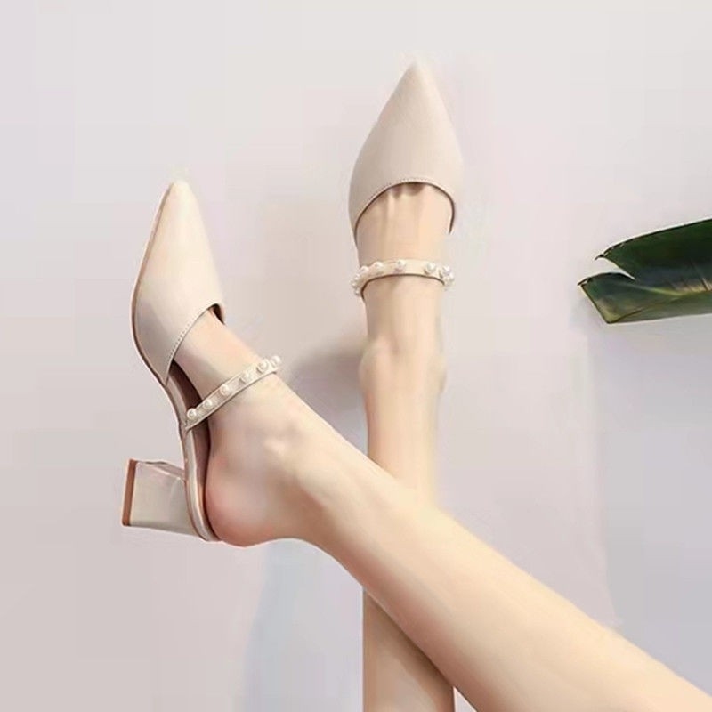 Vintage Fashion Heels - Женские винтажные туфли-мюли с острым носком