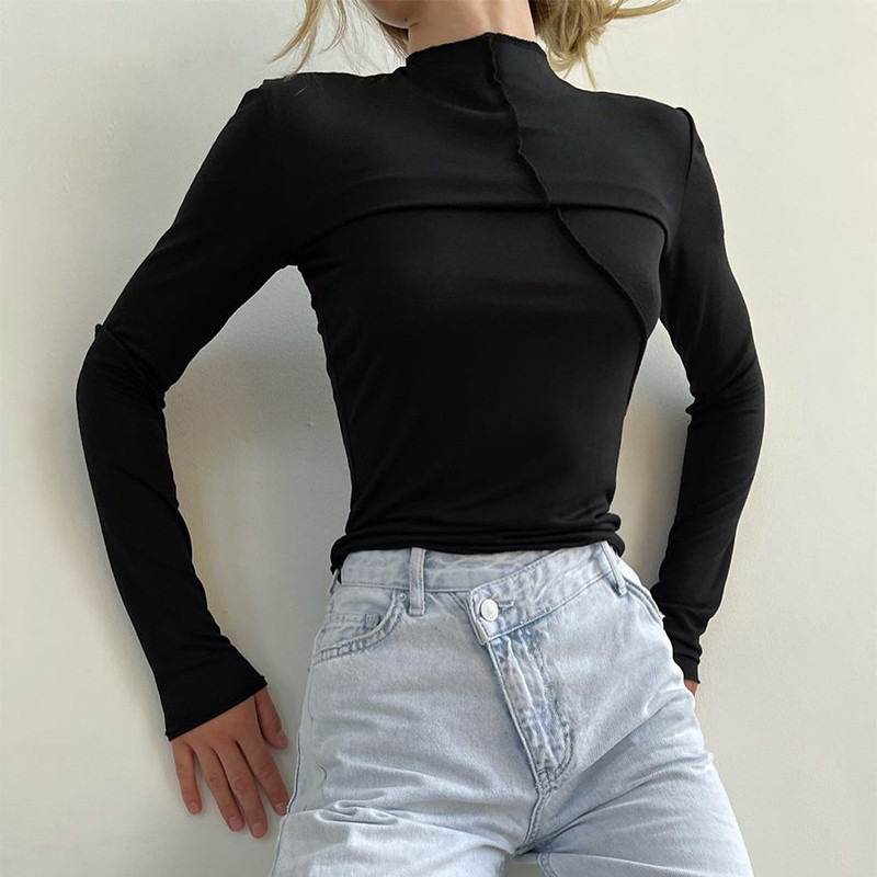 Осень 202, водолазка Y2K, футб – обзор и цена Turtleneck Knit 90S
