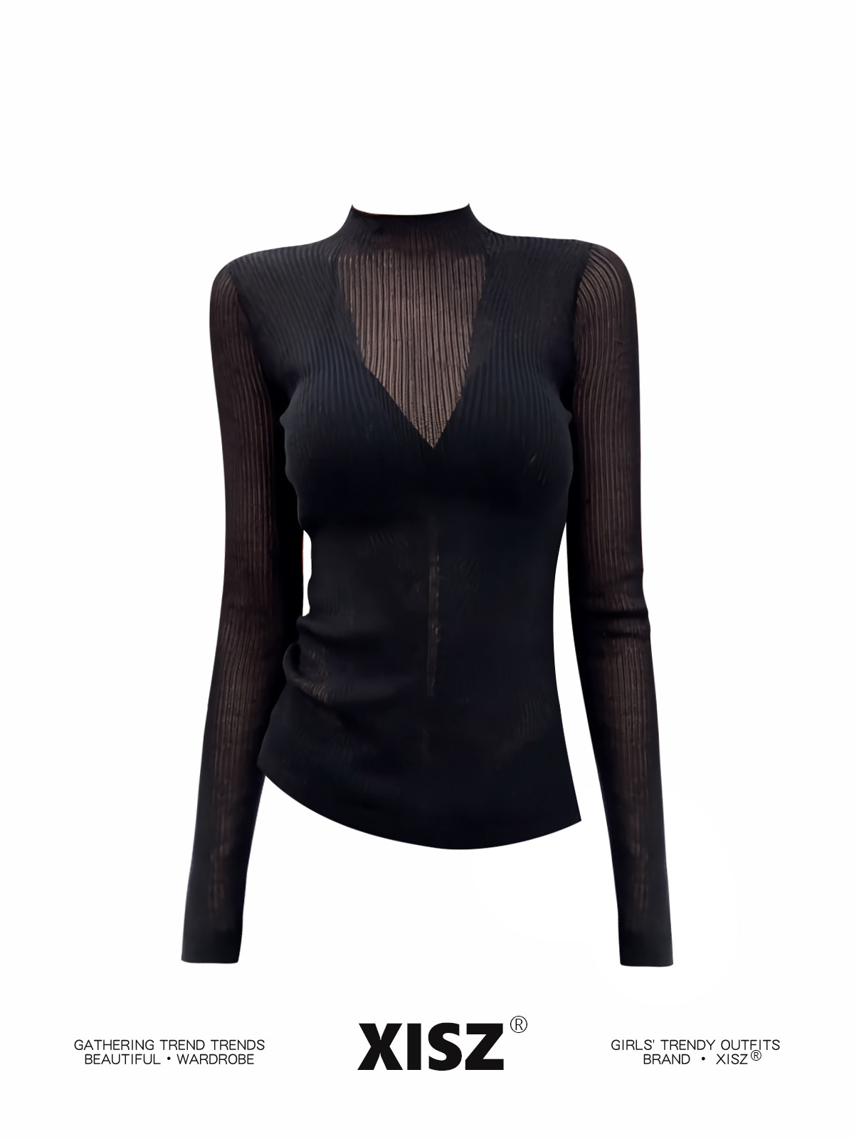 Женская черная готическая футб – обзор и цена Turtleneck Knit 90S