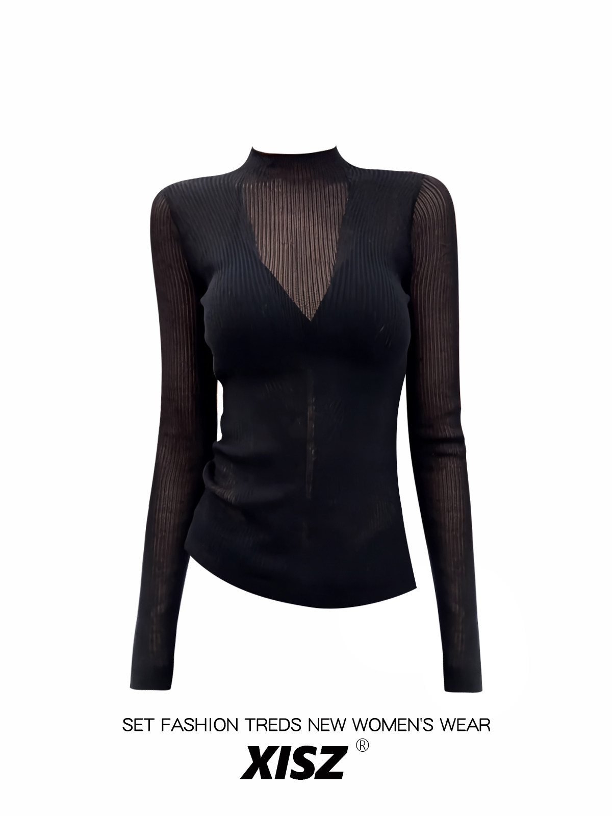 Женская черная готическая футб – обзор и цена Turtleneck Knit 90S