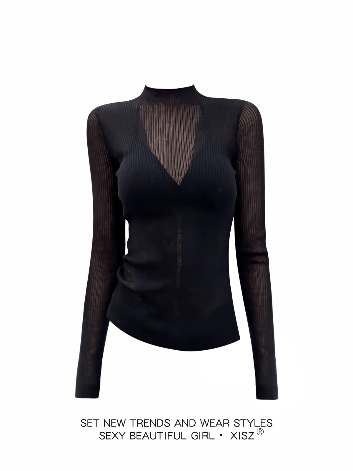 Женская черная готическая футб – обзор и цена Turtleneck Knit 90S